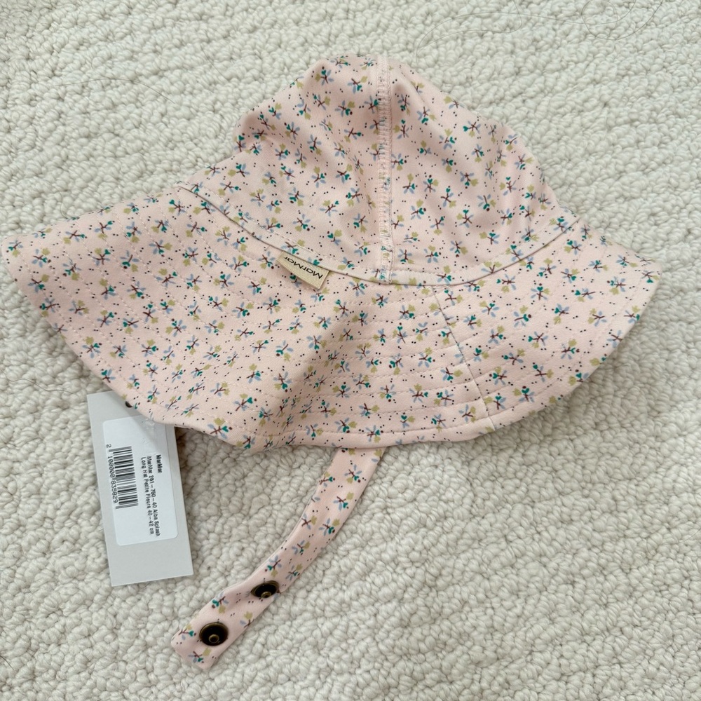 Floral Pink Baby Splash Hat with Floppy Brim